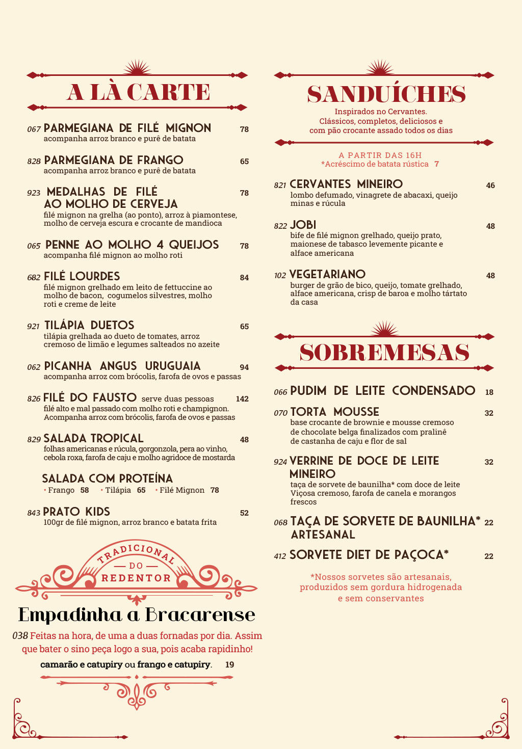 Cardápio em Português