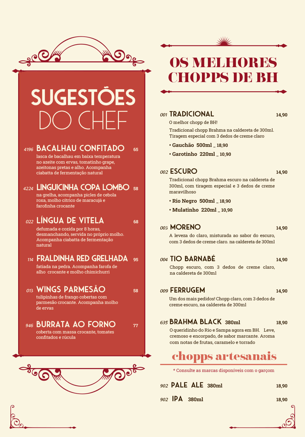 Cardápio em Português