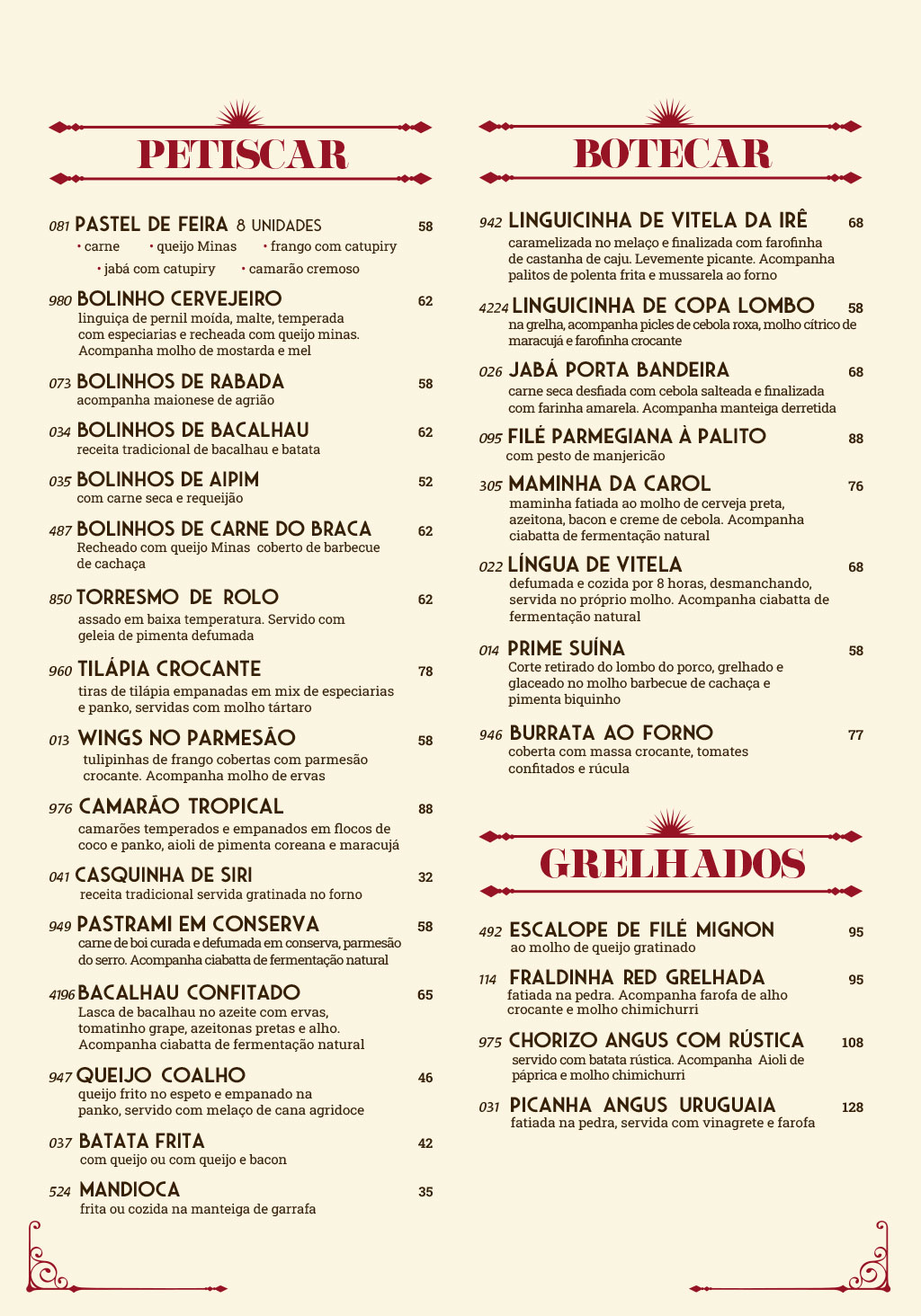Cardápio em Português