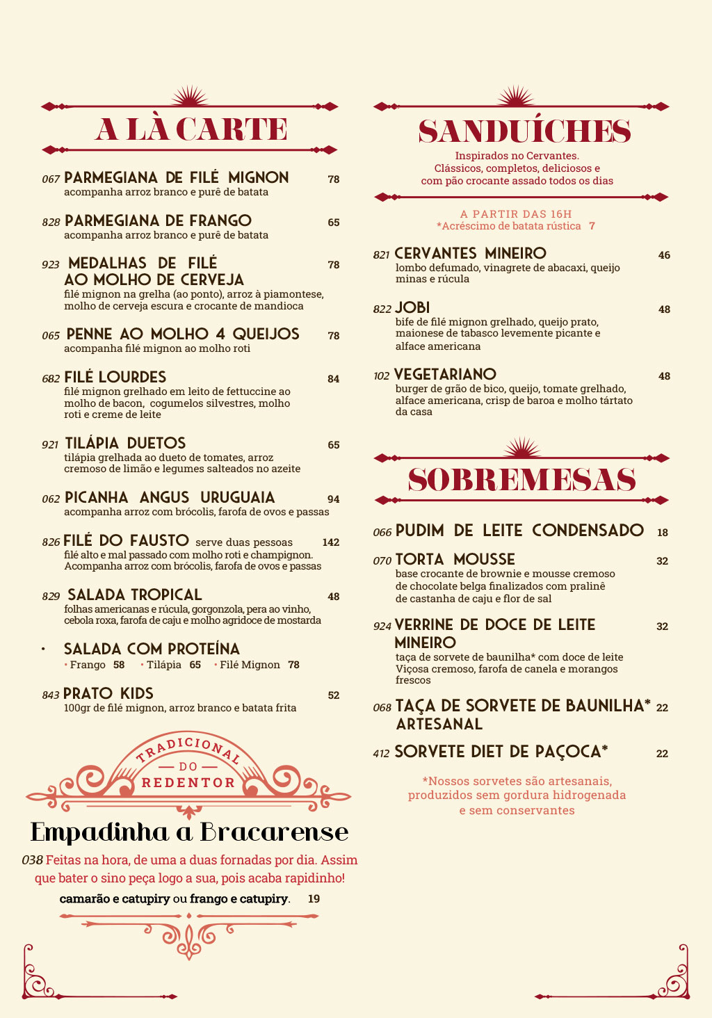 Cardápio em Português